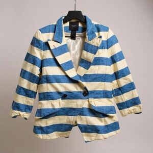 Smythe Striped Blue and Cream Blazer Linen